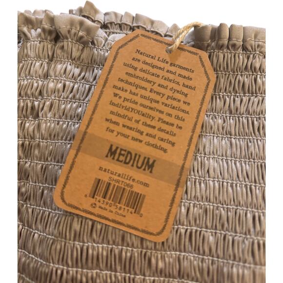 Natural Life Silver Smocked Waist Daisy High Waist Silky Shorts Women’ Sz Medium - Picture 4 of 6